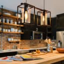 Modern Rectangular Ceiling Lantern Pendant Light Black Frame Clear Glass 2 Light H3052