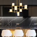 Modern Ceiling Gold Cluster Pendant Light Square Lamp Shades Frosted Glass H3094 With G9 LED