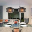 Modern Ceiling Crystal Droplet Pendant Light Double Smoked Grey Glass H3102