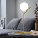 Art Deco Brass Table Lamp Frosted Globe Opaque Glass Shade