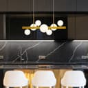 Modern Ceiling Golden Cluster Pendant Light Bar Globe Frosted Glass Lamp Shades H3089 With G9 LED