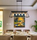 Large Vintage Black Hanging Ceiling Lantern Cage 5 Fitting Brass Pendant Light H3116