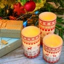 Set Of 3 USB Rechargeable LED Wax Christmas Reindeer Flameless Candles With Remote Control WAX04
