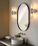 Ribbed Glass Twin Wall Light Polished Chrome Slim Side IP44 H3137