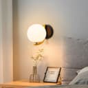 Indoor Brass Opal Globe Frosted Glass Wall Light H3138