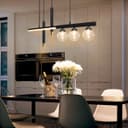 LED Bar 5 Light Black Ceiling Pendant Light Mini Glass Globes Slim Tubular H3135