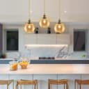 Vintage 3 Lights Ceiling Pendant Lamp Cluster Mini Glass Globe Shades Gold H3133