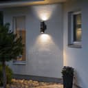 Black Outdoor Double Wall Light Adjustable IP54 External Directional Spot Lamp