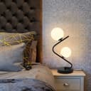 Retro Black Twin Opaque Frosted Glass Globe Table Lamp T505