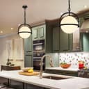 Industrial Nautical Ceiling Pendant Light Opal Globe Glass Black Chain Suspended K426