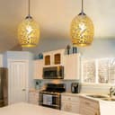 Vintage Ceiling Crackle Yellow Mosaic Glass Pendant Light K418