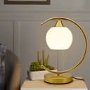 Arch Brass Table Lamp Opaque Glass Globe Shade Opal Sphere T515