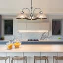 Vintage Ceiling 3 Light Brushed Chrome Pendant Light Ribbed Glass Lamp Shade K432