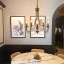 Vintage 5 Lights Antique Brass Ceiling Pendant Light Candle Lantern Chandelier K434