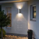 Outdoor Cylindrical Garden Wall Light Up Down IP65 Stainless Steel ZLC375 with LED GU10 5w Warm