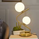 Retro Brass Twin Opaque Frosted Glass Globe Table Lamp T516