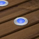 1w LED Recessed Outdoor Ground Light Round Blue Brushed Chrome Walkover Uplighter GL08B
