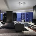 Modern Elegant Round Crystal Chandelier Reflective Silver Base 
