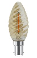 1w LED Twisted Candle B15 Vintage Filament Light Bulb Smoke Glass 