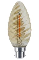 1w LED Twisted Candle B22 Vintage Filament Light Bulb Smoke Glass