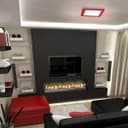 18w Square LED Ceiling Light Cool White with Red Ambient Ring Surface Mount 