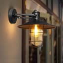 Vintage Industrial Nautical Fishermans Black Cage Wall Light Lampshade WD043