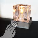 Ambient Glass Cube Touch Dimmable Table Lamp Chrome Base with Free G9 25w Bulb 