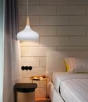 Metal Vintage White Ceiling Light Shade Dome Retro Hanging Pendant Light Wood Fitting 