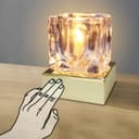 Ambient Glass Ice Cube Touch Dimmable Table Lamp Gold Base with G9 Bulb 