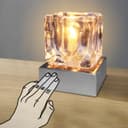 Ambient Glass Ice Cube Touch Dimmable Table Lamp Chrome Brush Satin Base with G9 Bulb 