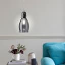 Smoke Grey Glass Ceiling Light Shade Pendant Chrome Modern Retro Vintage 
