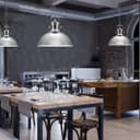 Industrial Retro Polished Chrome Pendant Ceiling Light Vintage Antique Dome Hanging Lamp Shade