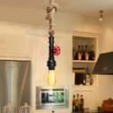 Industrial Water Pipe Vintage Ceiling Rope Pendant Light with Valve Tap M0168