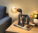 Retro Vintage Robot Pipe Steampunk Industrial Dog Table Lamp M0186P with G95 4W