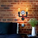 Twin Vintage Industrial Pipe Wall Light with Gauge Valve Tap M0190P 