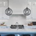 Modern Vintage Ceiling Smoked Grey Globe Pendant Light M0211
