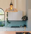 Vintage Glass Shade Pendant Antique Brass Hanging Ceiling Light 
