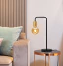 Retro Black Pipe Table Lamp Golden Holder H3009