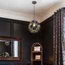Modern Melting Glass Globe Ceiling Pendant Light Lava Shade Smoked Grey Black Nickel H3013