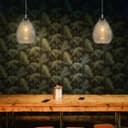 Ceiling Tear Drop Crackled Clear Glass Pendant Lamp Shade Retro Chrome Holder H3030