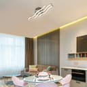 Modern LED Ceiling Chrome 3 Strip Light Warm White 20W Semi Flush H3015