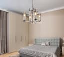 Modern 4 Lamp Lantern Pendant Light Glass Shades Chain Suspended Ceiling Light Chrome H3040 