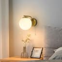 Modern Indoor Brass Frosted Glass Wall Light with Pull Switch BW15