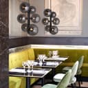  6 Cluster Smoked Grey Glass Globe Lamp Shades Black Ceiling Pendant Light K442