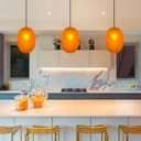 Modern Brass Ceiling Pendant Light Orange Textured Glass Lamp Shade K448