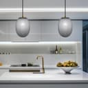 Modern Brass Ceiling Pendant Light Grey Textured Glass Lamp Shade K449