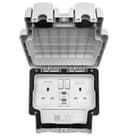 13A 2 Gang Weatherproof Double Outdoor RCD Switched DP Socket IP66 Grey ODSRCD1