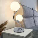 Modern Chrome Twin Opaque Frosted Glass Globe Table Lamp T506