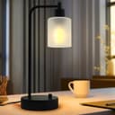 Modern Dimmable Table Lamp with Frosted Glass Shade Black Metal Base with USB Ports T519 