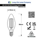 4w LED Blue Candle Light Bulb E14 Clear Glass 